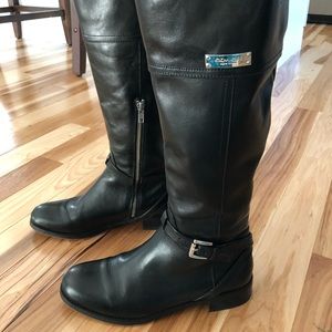 Coach leather black knee high boots